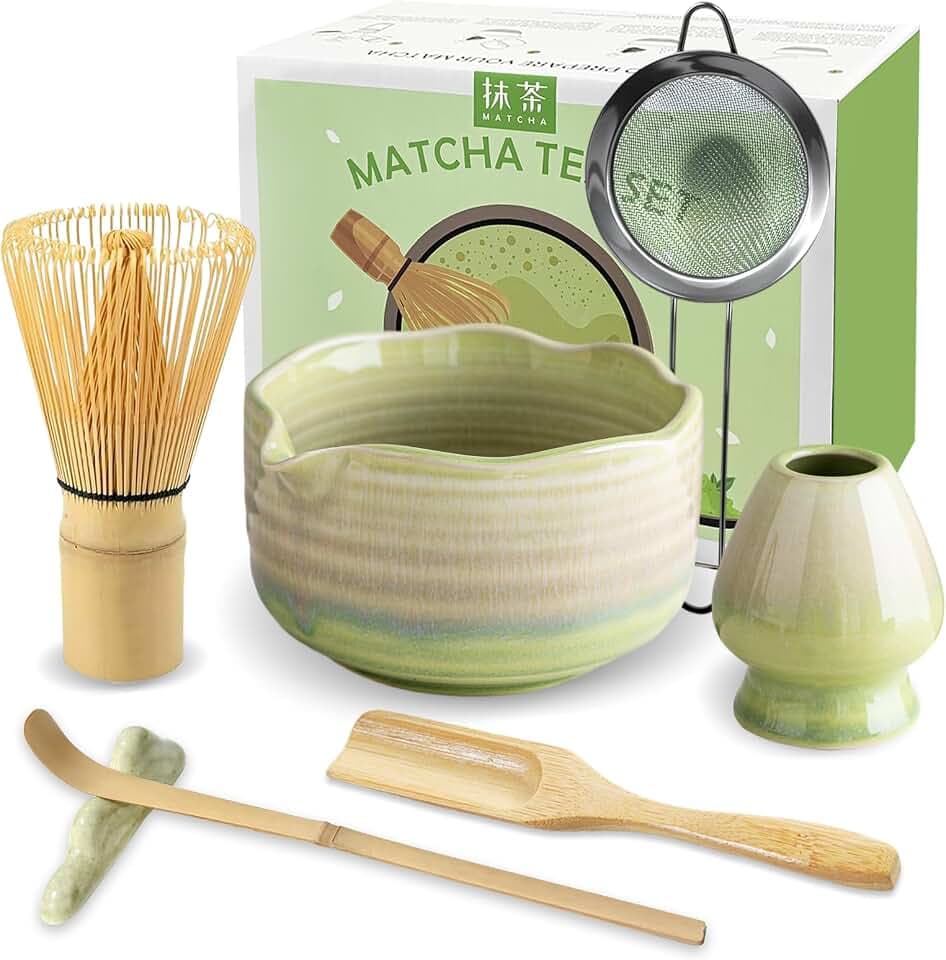 JBER Matcha Set, Bambus Matcha Besen Set 7 Pcs, Matcha Tea Set für Anfänger