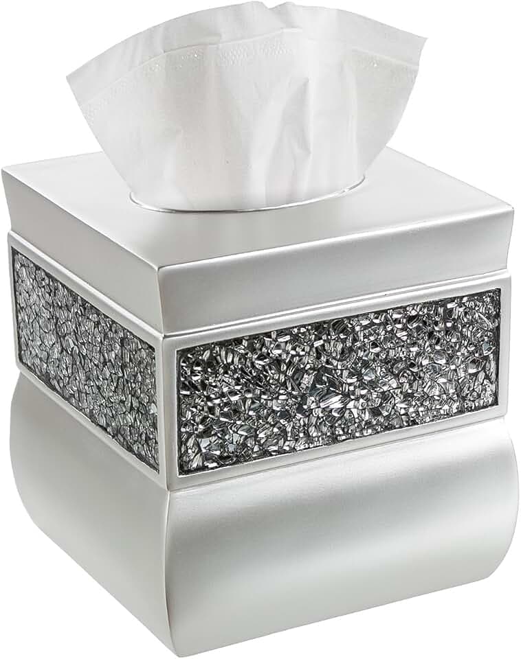 Taschentuchspender, dekorativ, quadratisch Silber