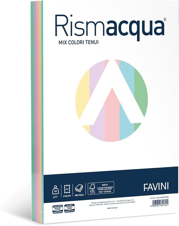 Favini Rismacqua Mix Assorted Colours A4 300 Blatt 90 gsm