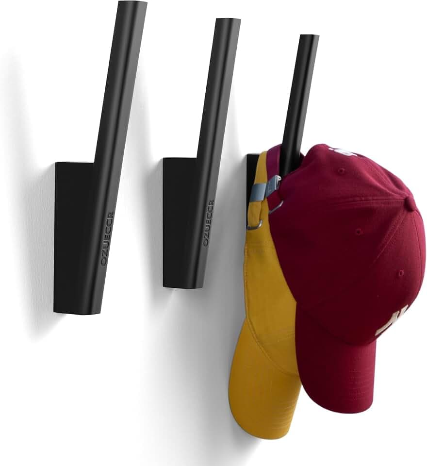 Ozueccr Hat Rack for Baseball Caps – Wall Mounted Vertical Hat Holder, Multi-Purpose Wall Hook, Closet Cap Organizer, Sturdy Compact, Easy to Install