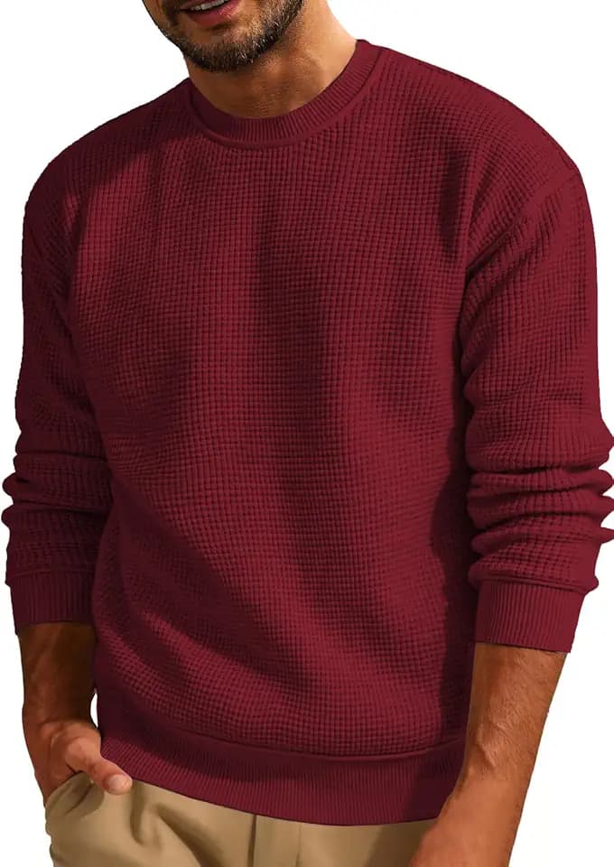 Herren Pullover mit Rundhalsausschnitt Strickpullover Feinstrick Winterpullover Basic Casual Sweater Männer