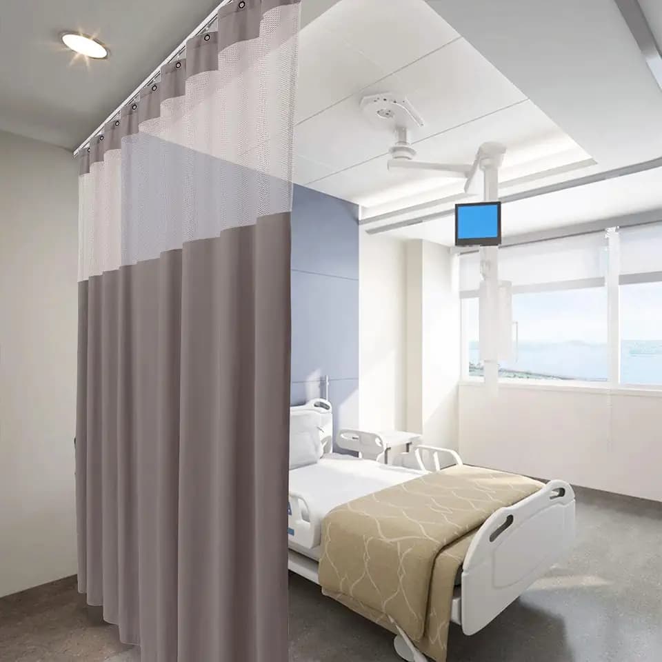 Flame Retardant Hospital Curtain, Grey, 12x8ft, 1 Panel
