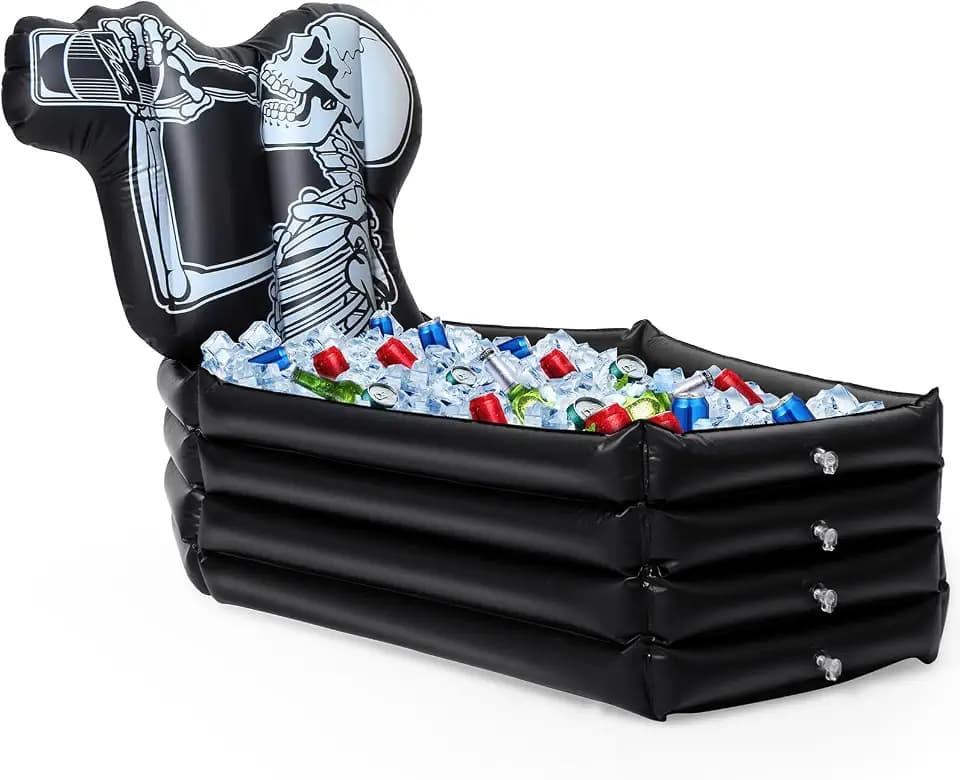 Liliful Halloween Inflatable Coffin Cooler 44 Inch with Spider