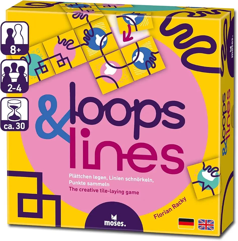 Moses. Loops & Lines, kreatives Plättchen-Legespiel & Strategiespiel für Freunde & die ganze Familie, farbenfrohes Gesellschaftsspiel für Kinder & Erwachsene ab 8 Jahren, Yellow