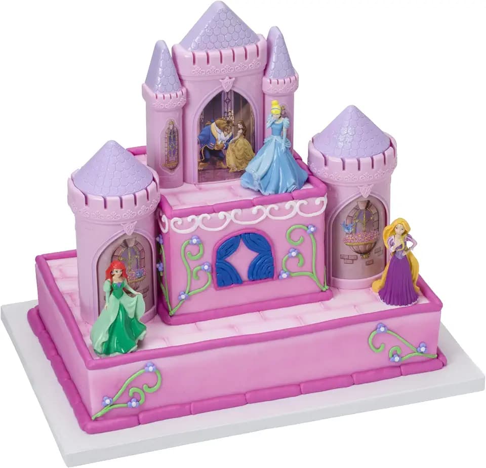 Disney Princess Castle Cake Topper | 6 Piece Birthday Party Decoration Set