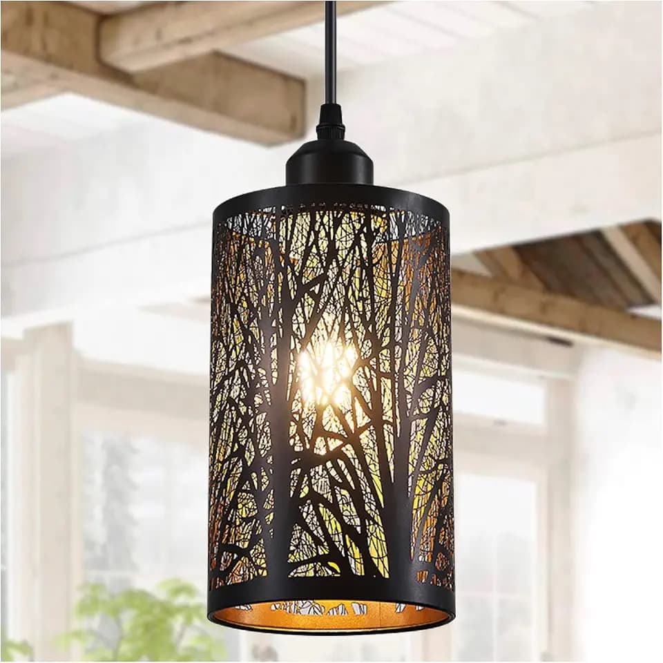 Industrial Farmhouse Black Pendant Light for Kitchen Island