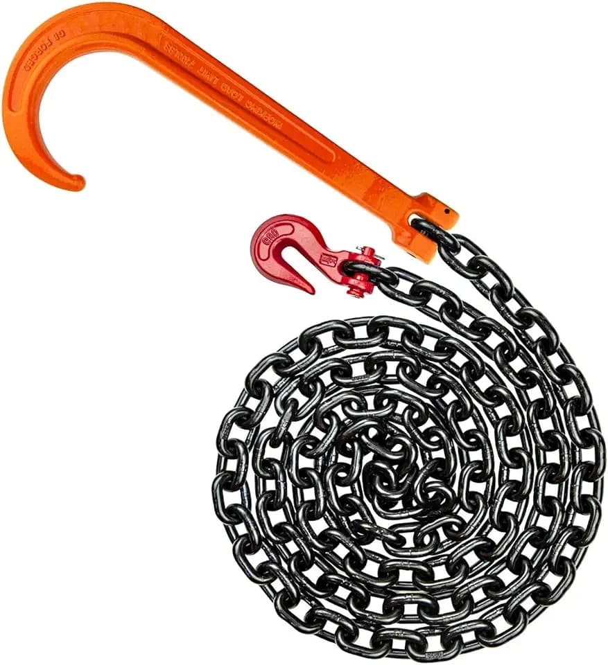 VULCAN Alloy Tow Chain with Forged Long J Hook - Grade 80-3/8 Inch x 10 Foot - PROSeries - 7,100 Pound Safe Working Load