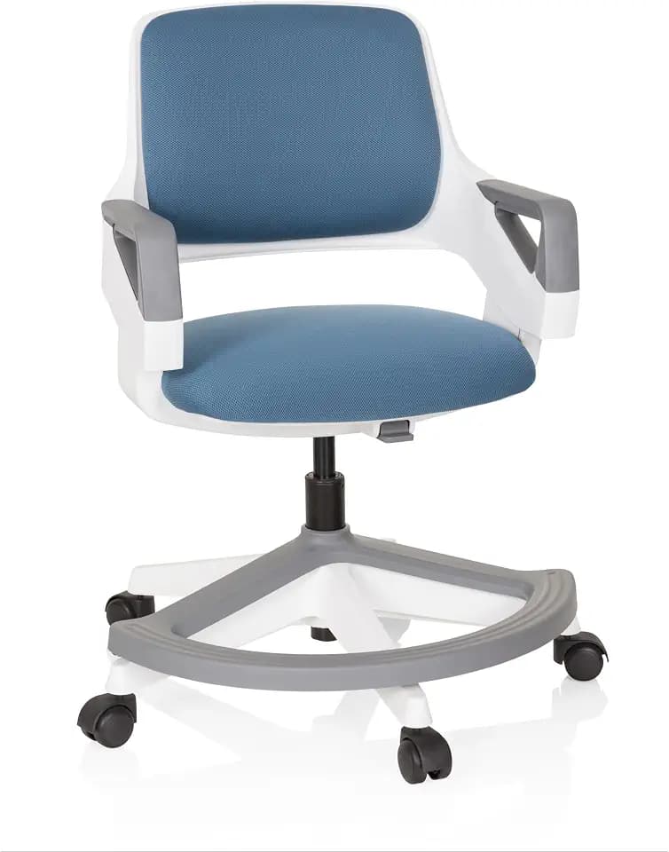 hjh OFFICE Kinder- & Jugendstuhl Kid Flex – Mitwachsender Drehstuhl mit Verstellbarer Rückenlehne, individuell anpassbar, 4–14 Jahre, Blau/Grau