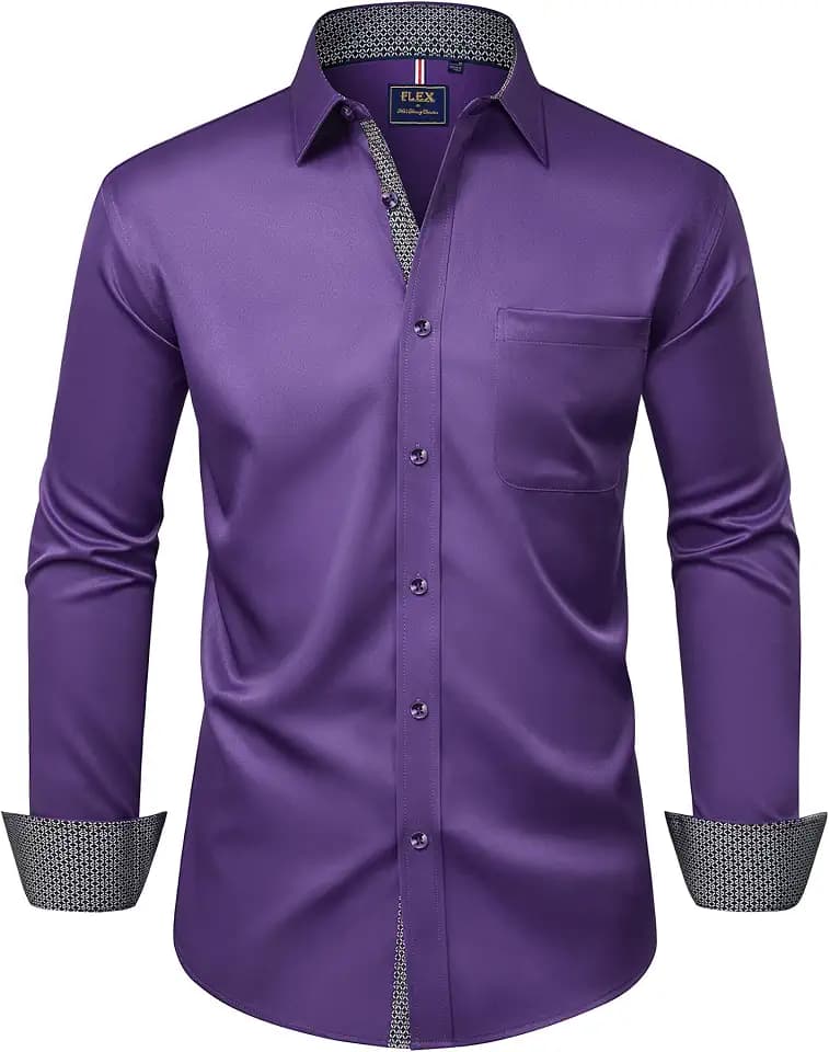 Mens Dress Shirt Long Sleeve Wrinkle Free Button Down Shirt Business Casual