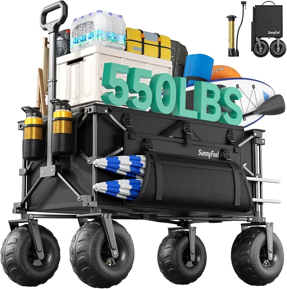 SUNNYFEEL Beach Wagon with Big Wheels for Sand - 300L Large Capacity