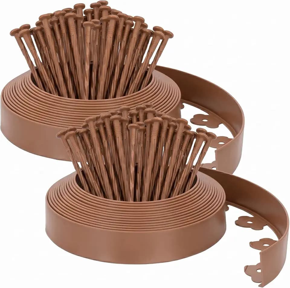 Velway Flexible Rasenkante Kunststoff, Braun, Länge 20m, Höhe 5cm