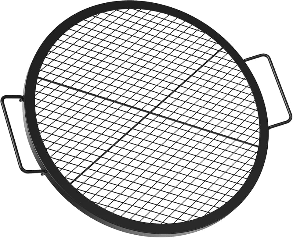 onlyfire Heavy-Duty Steel Round Fire Pit Grill Grate with X-Marks Design