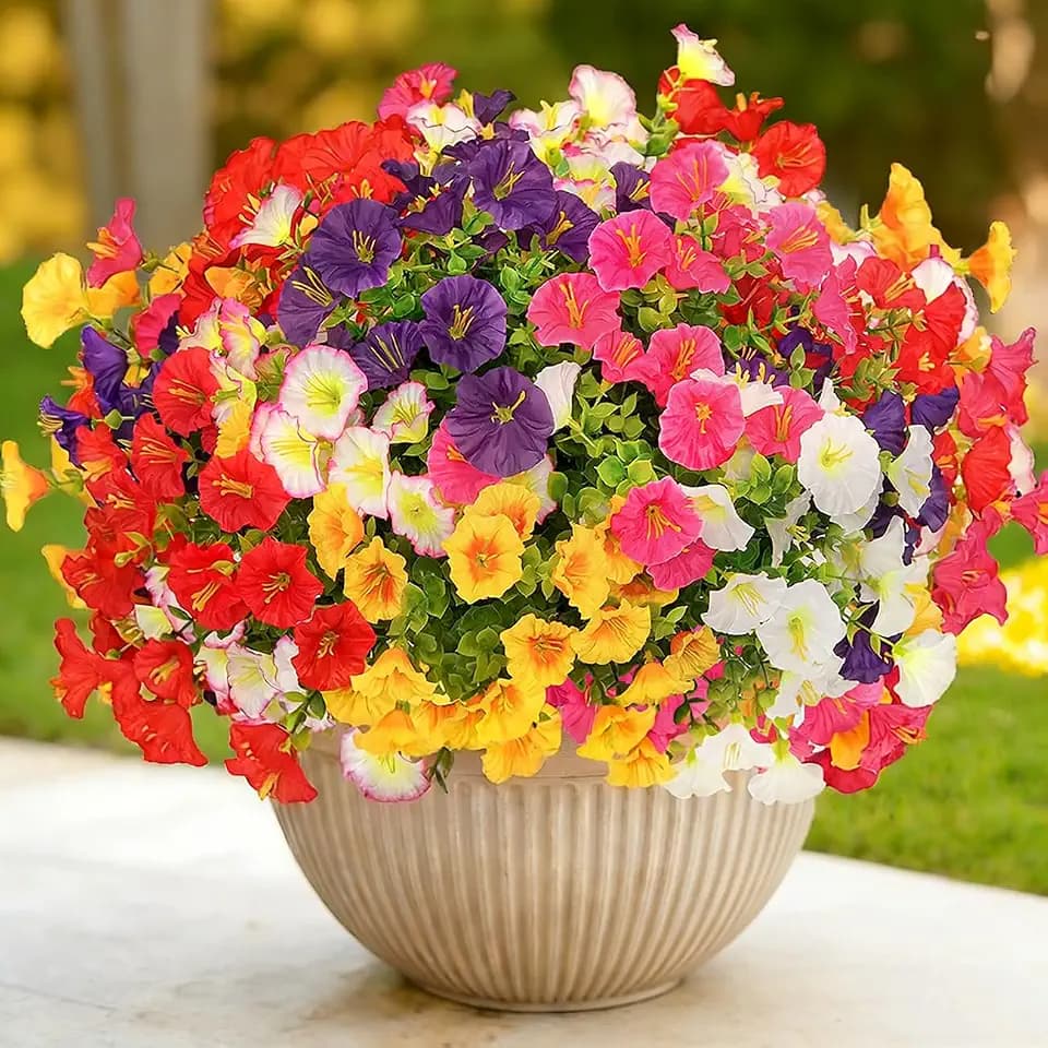 18 Bundles Artificial Flowers Fake Plants for Outdoors Decor