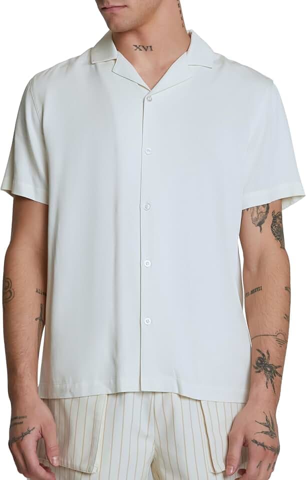 Forever 21 Men's Cuban Collar Short-Sleeve Shirt