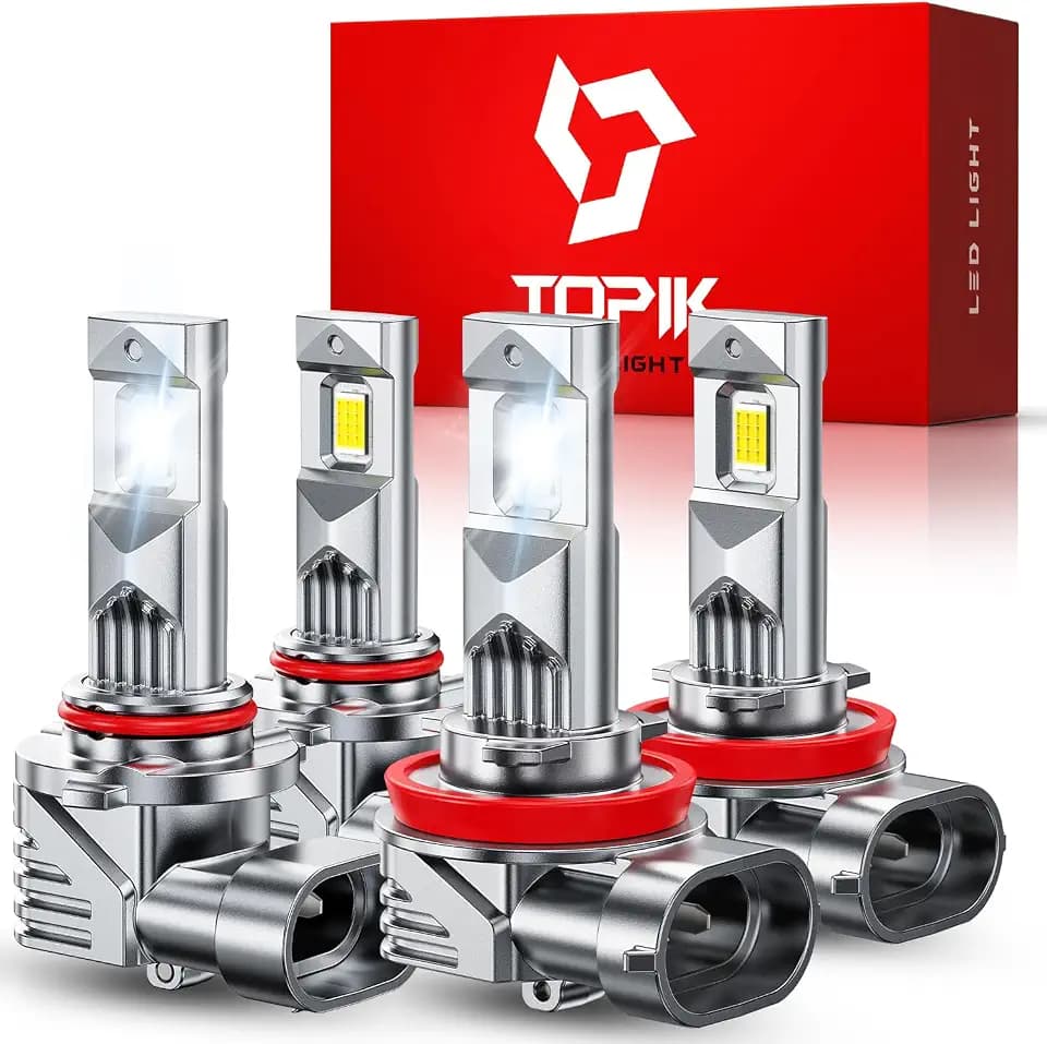 TOPIK 9005 H11 LED Light Bulbs Combo, 76,000LM 900% Brighter, 6500K