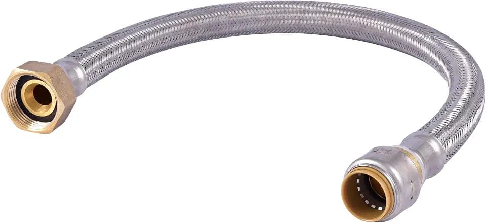 SharkBite Max 3/4 Inch x 1 Inch FIP x 24 Inch Stainless Steel Braided Flexible Water Softener Connector, Push to Connect Brass Plumbing Fitting, PEX Pipe, Copper, CPVC, PE-RT, HDPE, UR3086FX24
