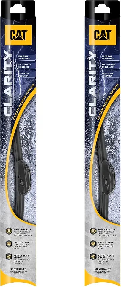 CAT Clarity Wiper Blades (2-Pack), Premium Performance Direct OEM Replacement, Universal Fit Front Windshield Wiper Blades, Durable Streak-Free Spotless Silent Easy Installation - 22" + 22"