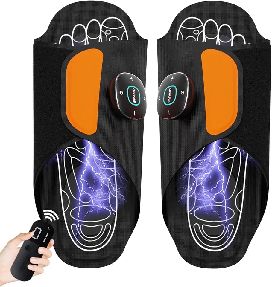 EMS Fußmassager Schuhe, Geschenke für Männer - Neue Upgrade Fußmassager für Schmerzen und Kreislauf, tragbare Beine und Füße Massager Pad mit Fernbedienung, 7 Modi Massage Pantoffeln (1 Paar)
