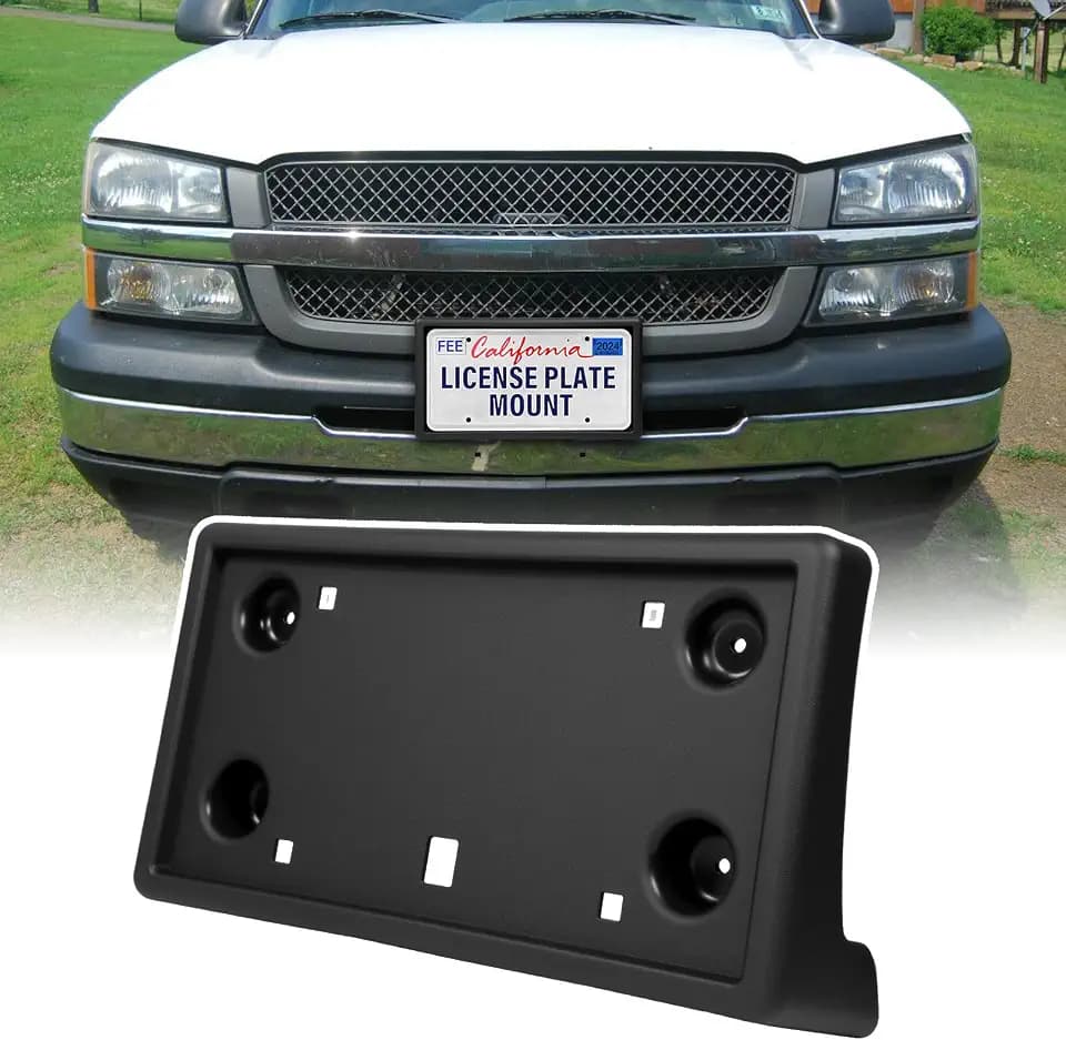 Quick Install Front License Plate Holder Compatible with Chevy Silverado 1500 2003-2006; Silverado 1500 Classic 2007 ABS License Plate Mounting Bracket Frame,Replaces OEM#15197889 & GM1068118