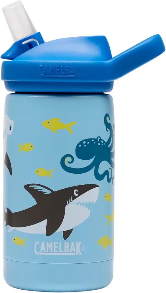 CamelBak Eddy+ Kids Stainless Steel Bite Valve Water Bottle 12oz, Sharks