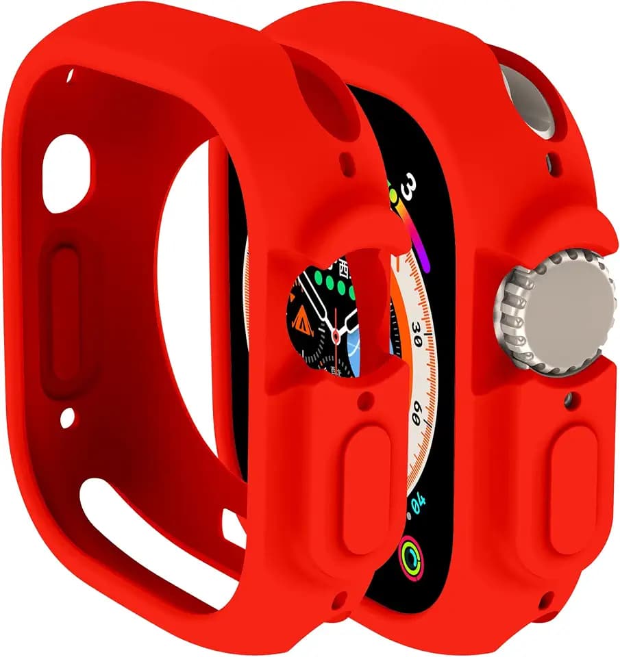 Bumper case Compatible with Apple Watch Ultra 2/Ultra 49mm Cover, Soft TPU Protective Bumper Cover for Apple Watch Ultra 2/Ultra 49mm Case (red)