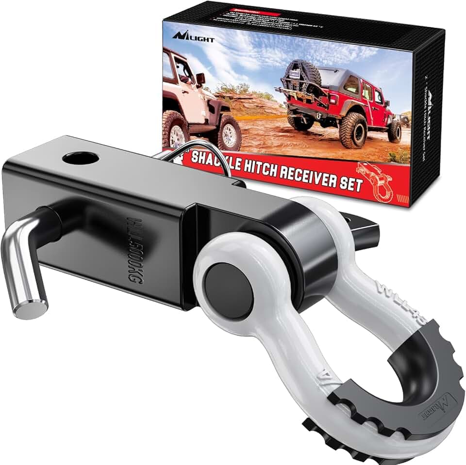 Nilight Schäkelkupplungsempfänger, 5, 1 cm, 20, 411 kg, Bruchfestigkeit, 1, 9 cm D-Ring-Schäkel mit Anhängerkupplungsstift, strapazierfähig, solides Abschleppset für LKW Off-Road-Gelände