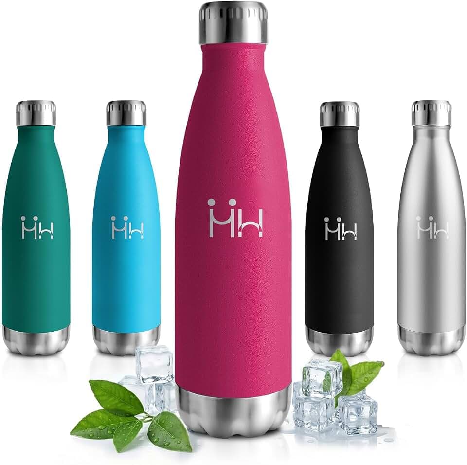 Thermosflasche 500ml, Trinkflasche Edelstahl Doppelwandig, BPA-frei Wasserflasche Auslaufsicher, Kohlensäure Geeignet für Schule, Fitness, Laufen, Sprudel, Gym, Reisen