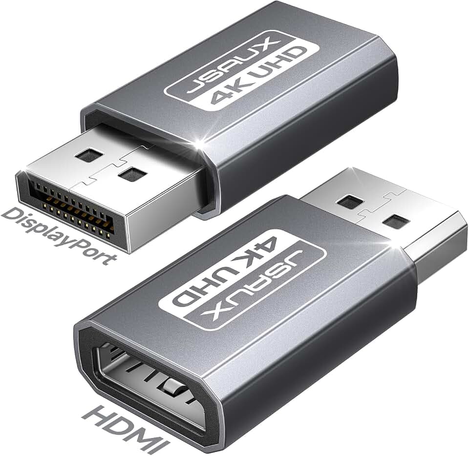 JSAUX DP to HDMI Adapter 2 Pack, 4K@30Hz for Desktop PC, for AMD GPU, Grey