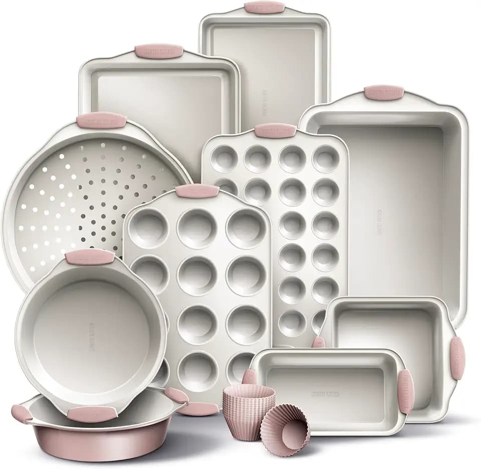 Country Kitchen Nonstick Stackable Bakeware Set - Durable, Easy Release Baking Set- 22 Pc. Includes Silicone Muffin Cups