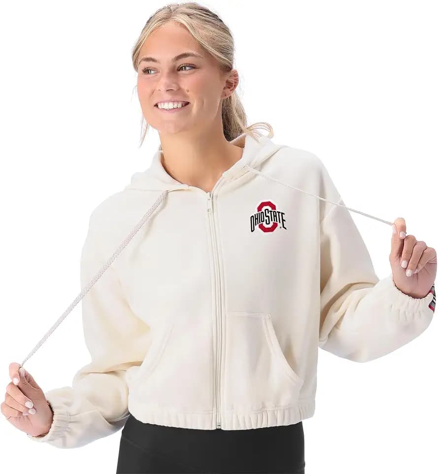 CERTO NCAA Women's Fleece Zip-Up Hoodie Jacket, Soft Full-Zip Sweatshirt, Warm Athletic Outerwear