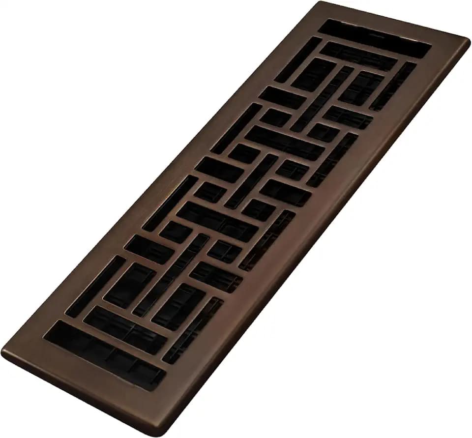 Decor Grates AJH414-RB Oriental Floor Register, 4x14 Inches, Rubbed Bronze Finish
