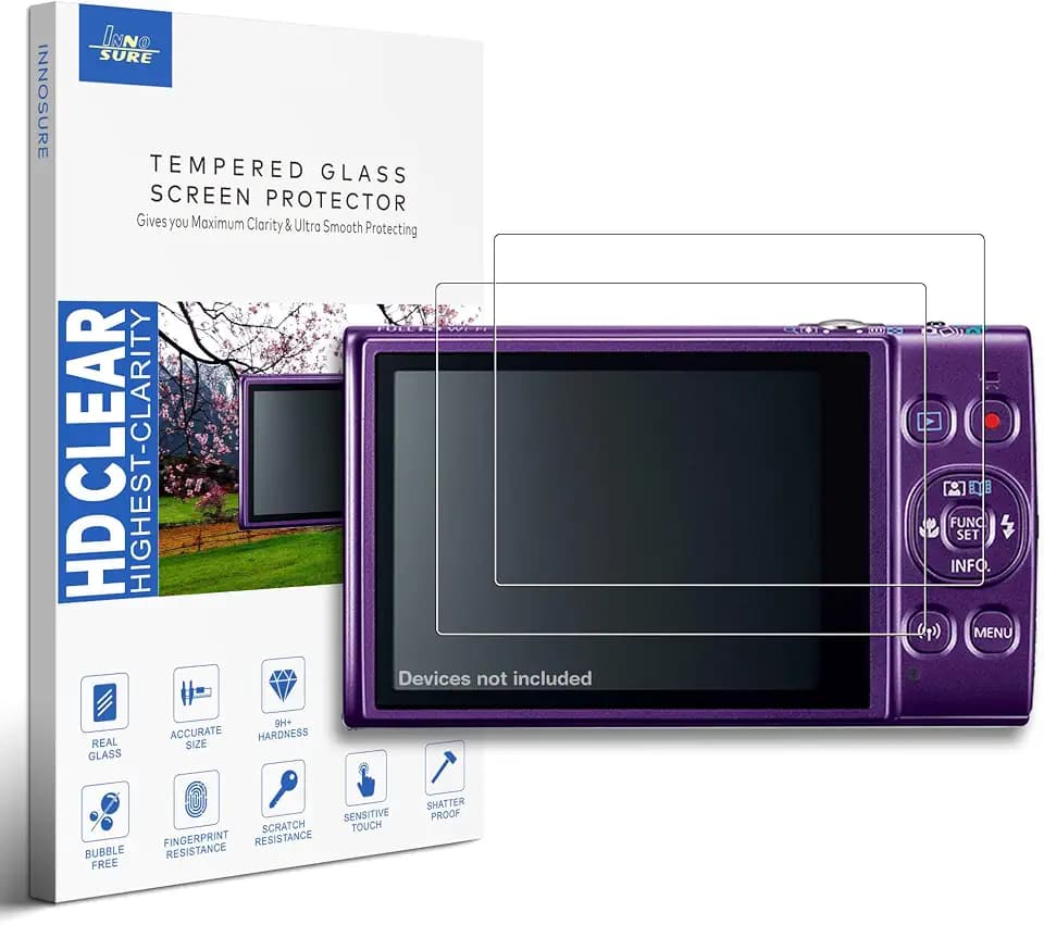 [2-PACK] Tempered Glass Screen Protector Designed for Canon PowerShot ELPH 360 HS 3 Inch Display Camera Screen Anti Scratch/Fingerprint (HD Clear)