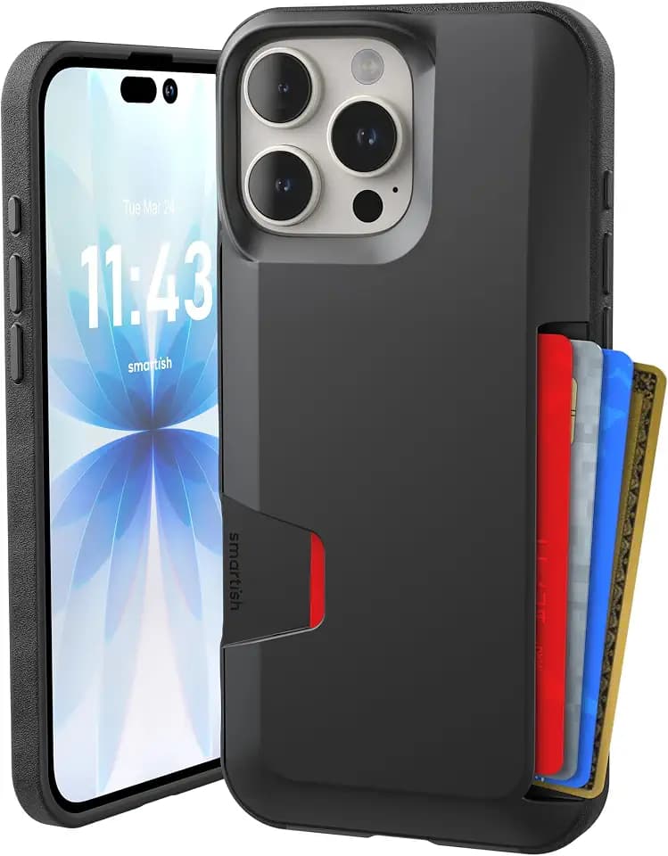 Smartish iPhone 16 Pro Max Wallet Case Card Holder, Wallet Slayer V1, Black