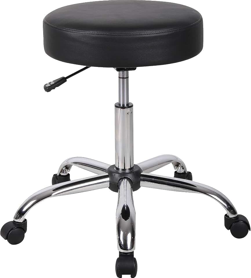 Boss Office Products Antimicrobial Vinyl Medical Spa Stool in Black