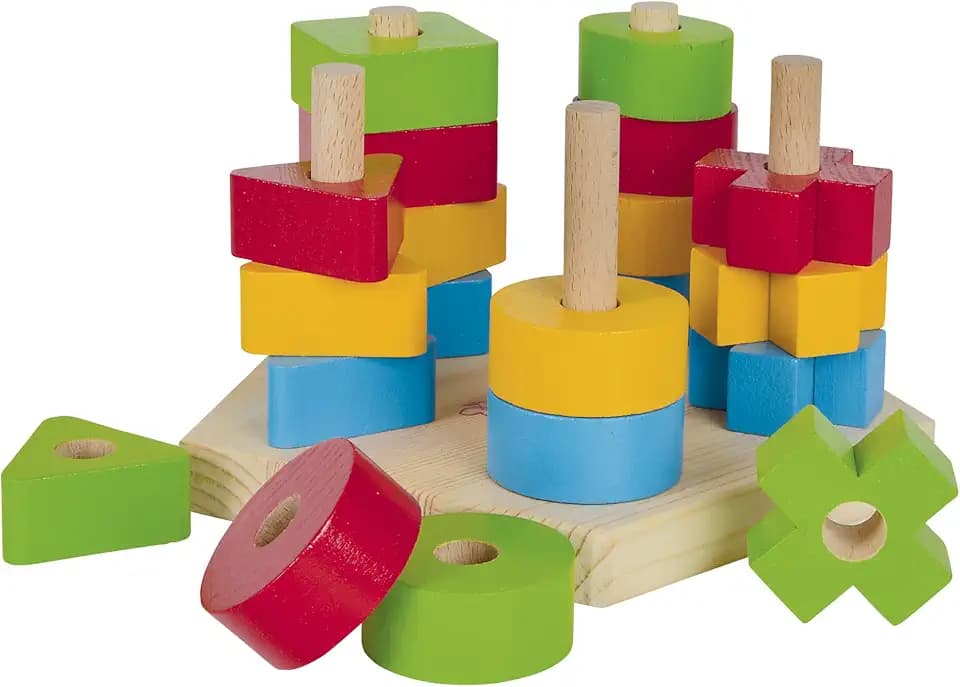 Eichhorn 100002087 Steckplatte, 21-teilig, Buchenholz, 5 verschiedene Stecksymbole, 20 Steckteile, für Kinder ab 12 Monaten, Größe: 18 x 10 cm