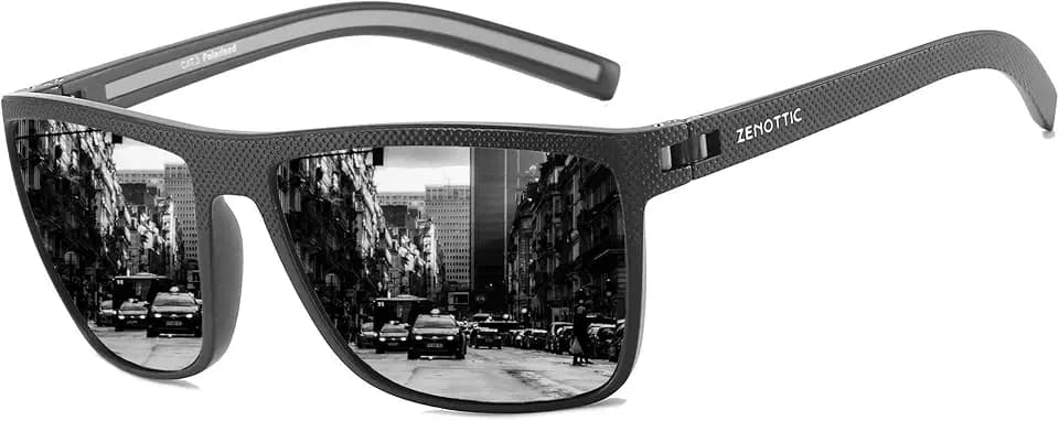 ZENOTTIC Polarized Sunglasses for Men Lightweight TR90 Frame UV400 Protection Square Sun Glasses