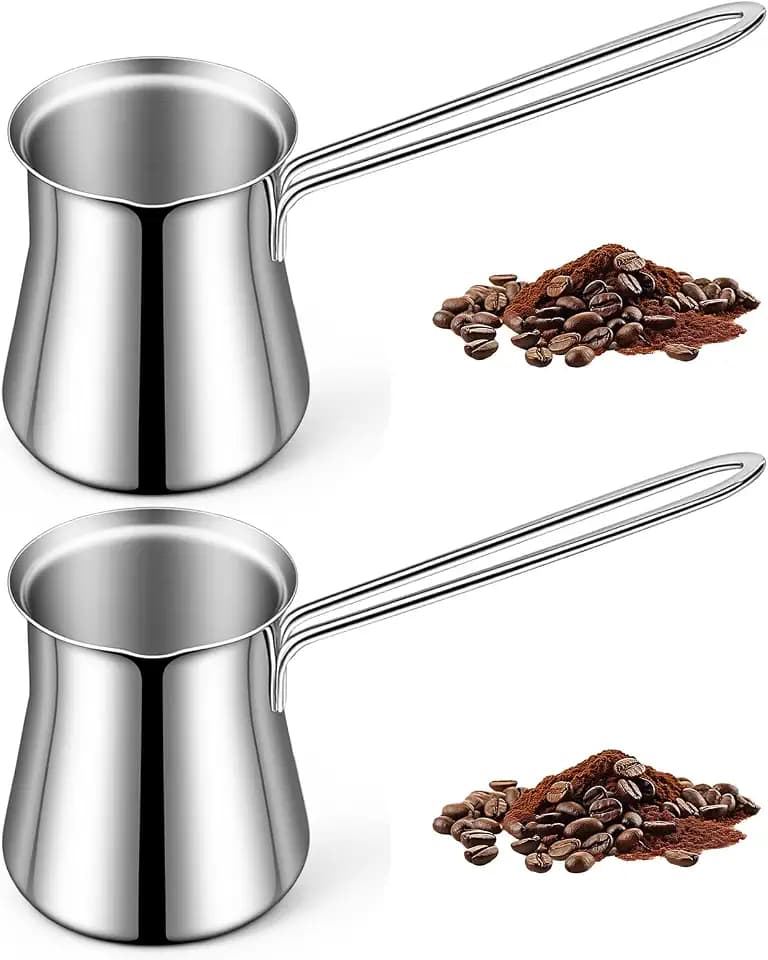 Turkish Coffee Pot, 2-Pack, 15 fl oz Stainless Steel Cezve