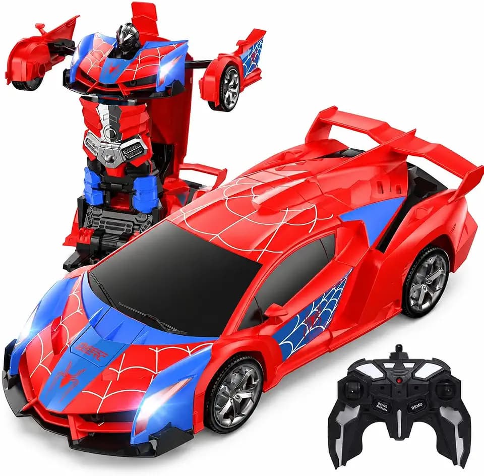 DEERC Spider Transforming RC Car for Boys, 2.4GHz Remote Control Robot Toy