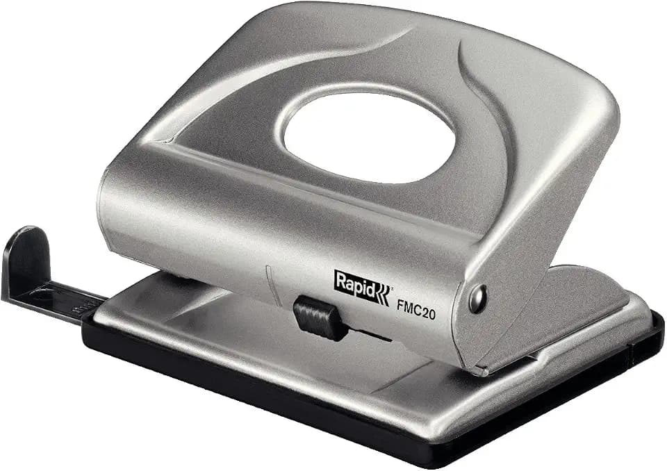 Rapid 21835402 Locher (20 Blatt, Anschlagschiene mit Formatvorgaben, Metall, FMC20) silber