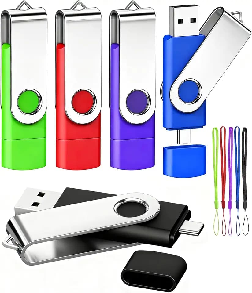 64GB USB-C Dual Flash Drive 5 Pack AGECASH 2-in-1 USB A+Type C Thumb Drive