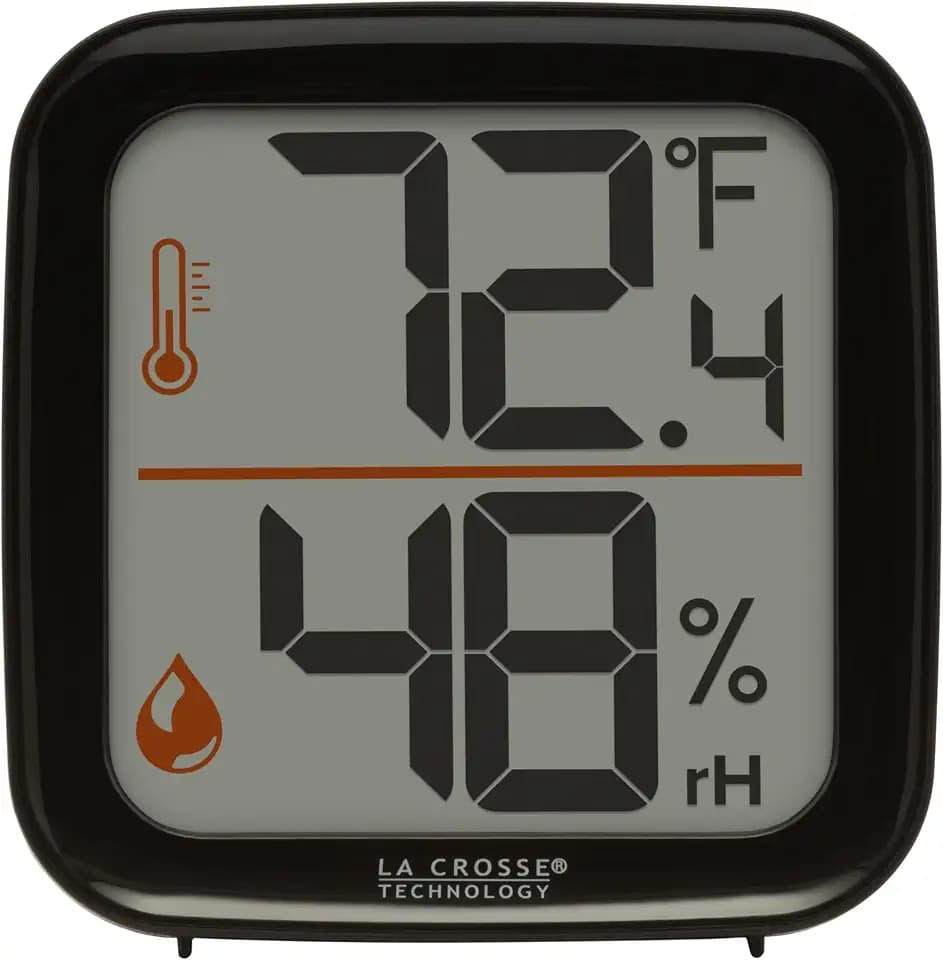 La Crosse Technology 302-1407B Monochromatic Black Digital Indoor Thermometer with Humidity