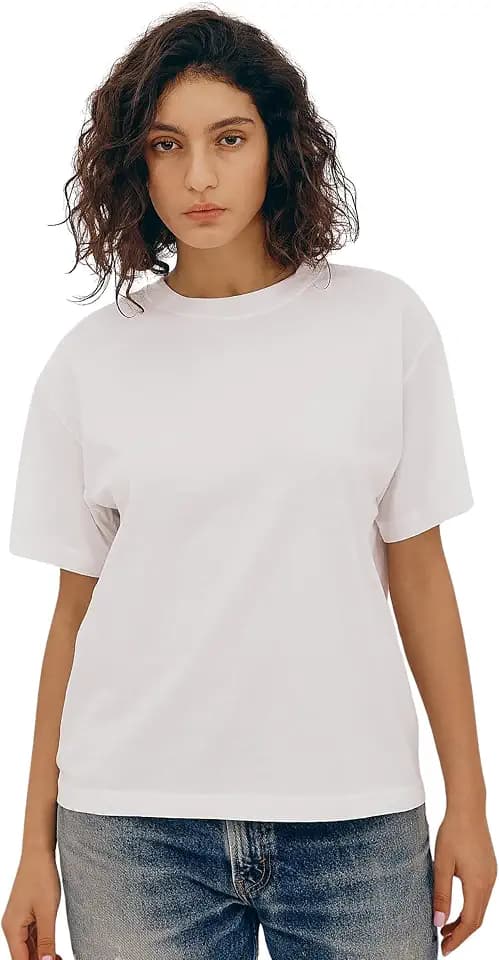 Organic Basics Women's True Boxy Cotton Short Sleeve Tee Shirt