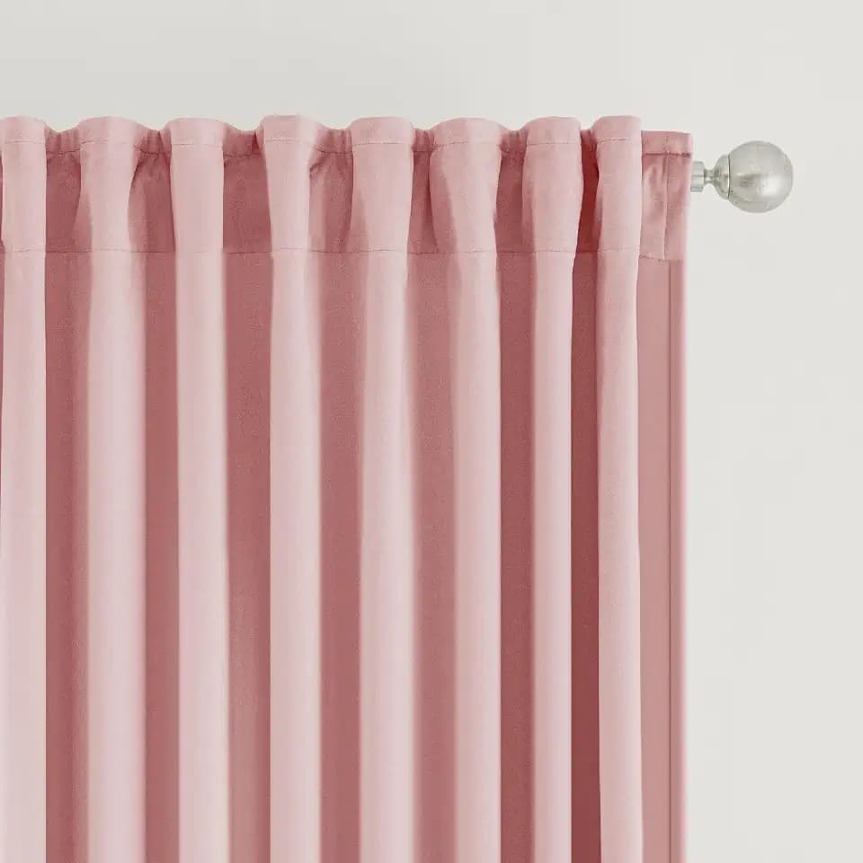 SNITIE Pink Velvet Curtains with Back Tab and Rod Pocket