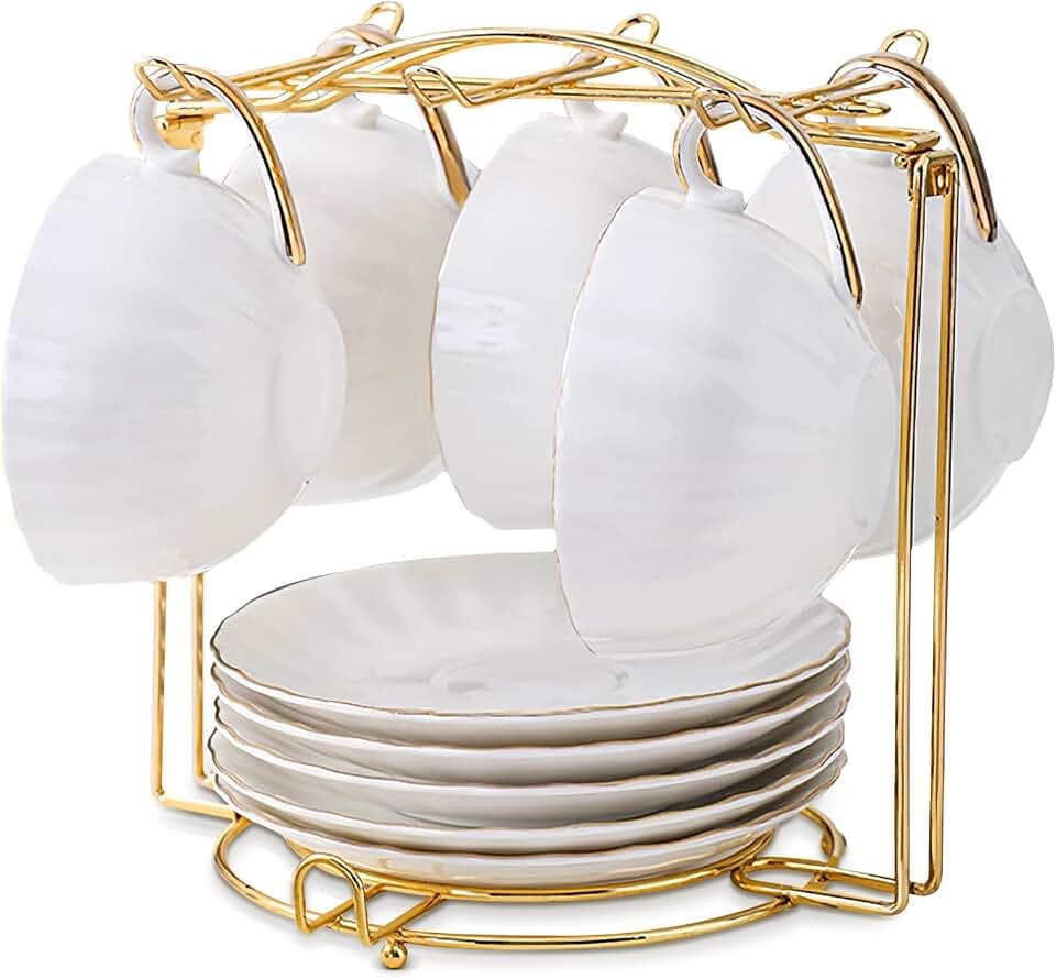 Tea Cups Holder,Gold Foldable Metal Coffee Cup Tea Cups Rack