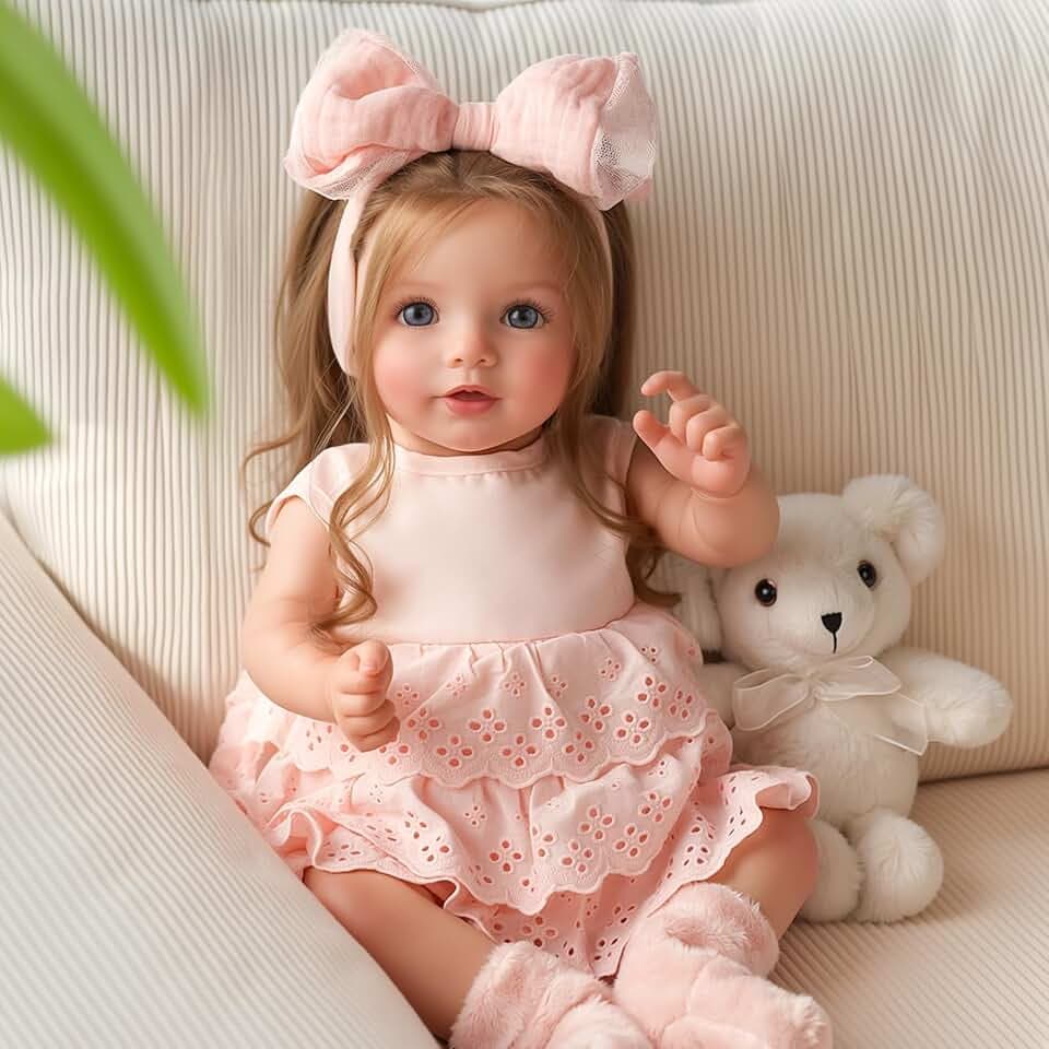 BABESIDE Reborn 50 cm, Realistische Puppe mit langem Haar und Stoffkörper