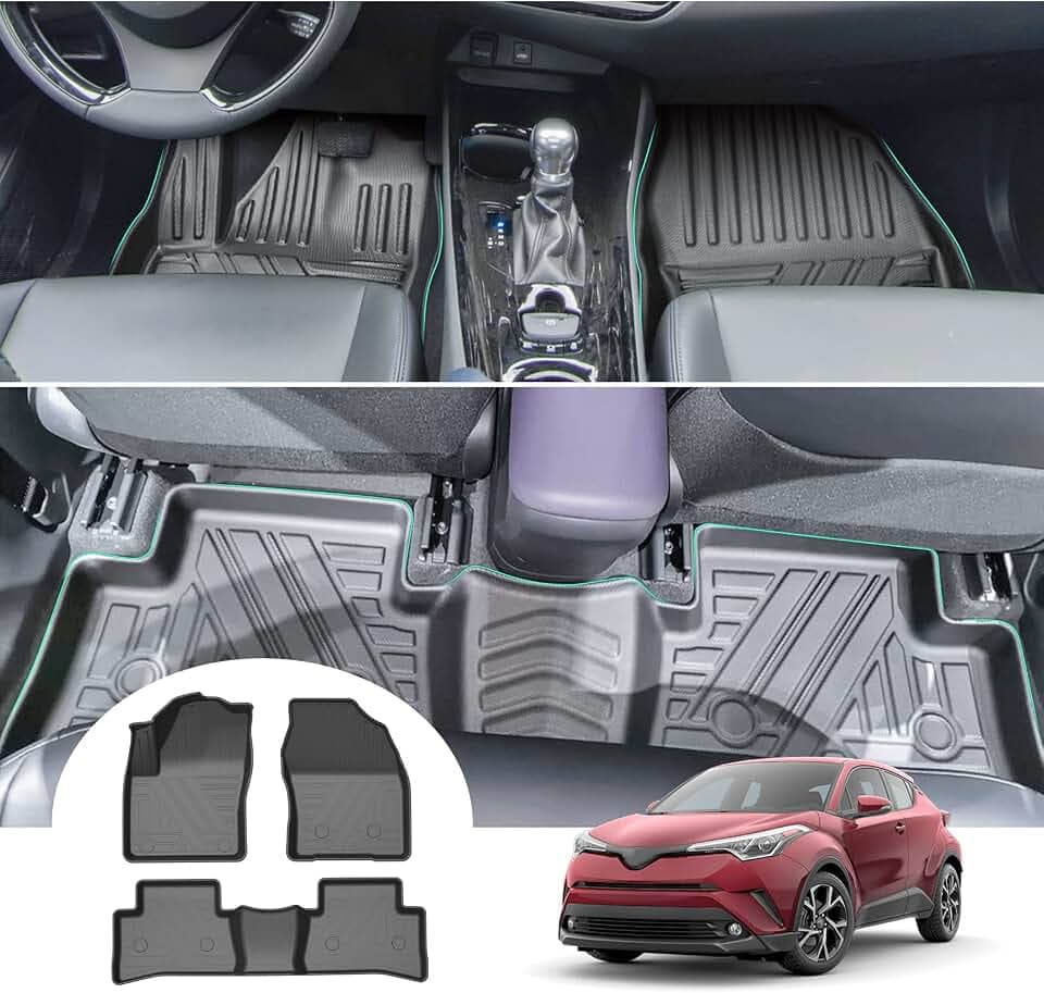 GAFAT Toyot-a C-HR 2016-2023 Fussmatten, CHR Fußmatten Gummimatten Original, 3D-Scannen TPE Hoher Rand, C-HR Matten, Kompatibel mit Toyota C-HR Zubehör