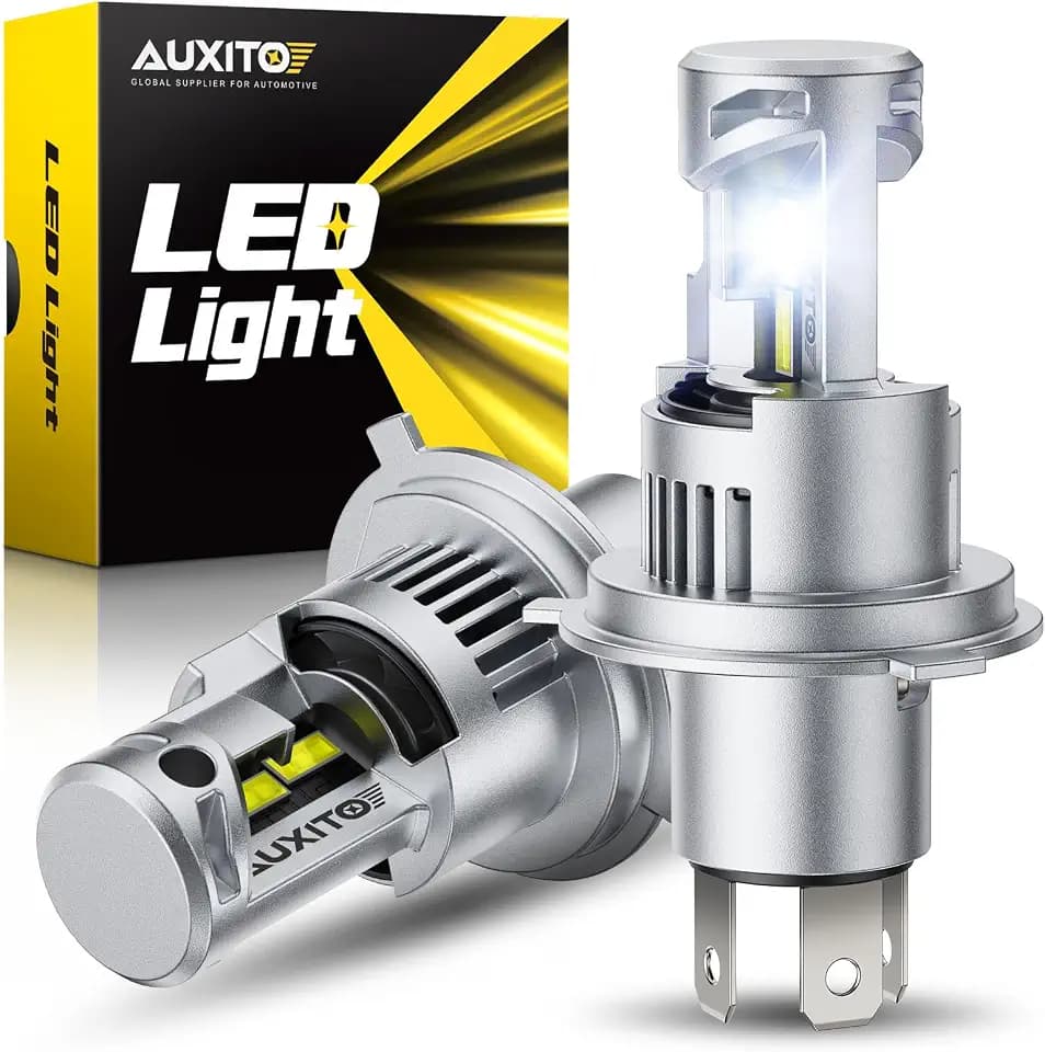 AUXITO H4 Head|ight Bulbs 9003 Bulbs, 900% Super Brighter, 6500K Cool White, 1:1 Mini Halogen Size 9003 Light, Plug and Play, Pack of 2