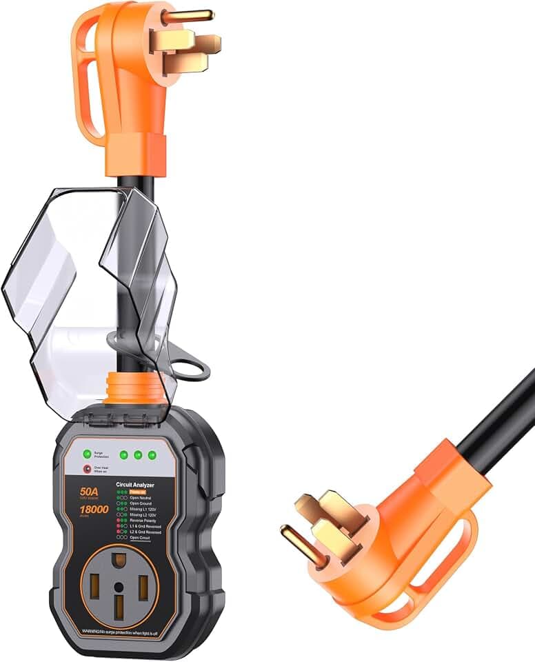 GAERGO 2026 𝐋𝐚𝐭𝐞𝐬𝐭 RV Surge Protector 50 Amp, High 18000J RV Circuit Analyzer, IP68 Weatherproof Heavy Duty RV Electrical Protection for Campers & Travel Trailers