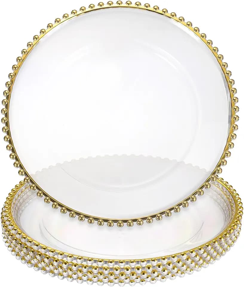 sourcing map 6 transparente Platzteller, 33 cm, goldfarben
