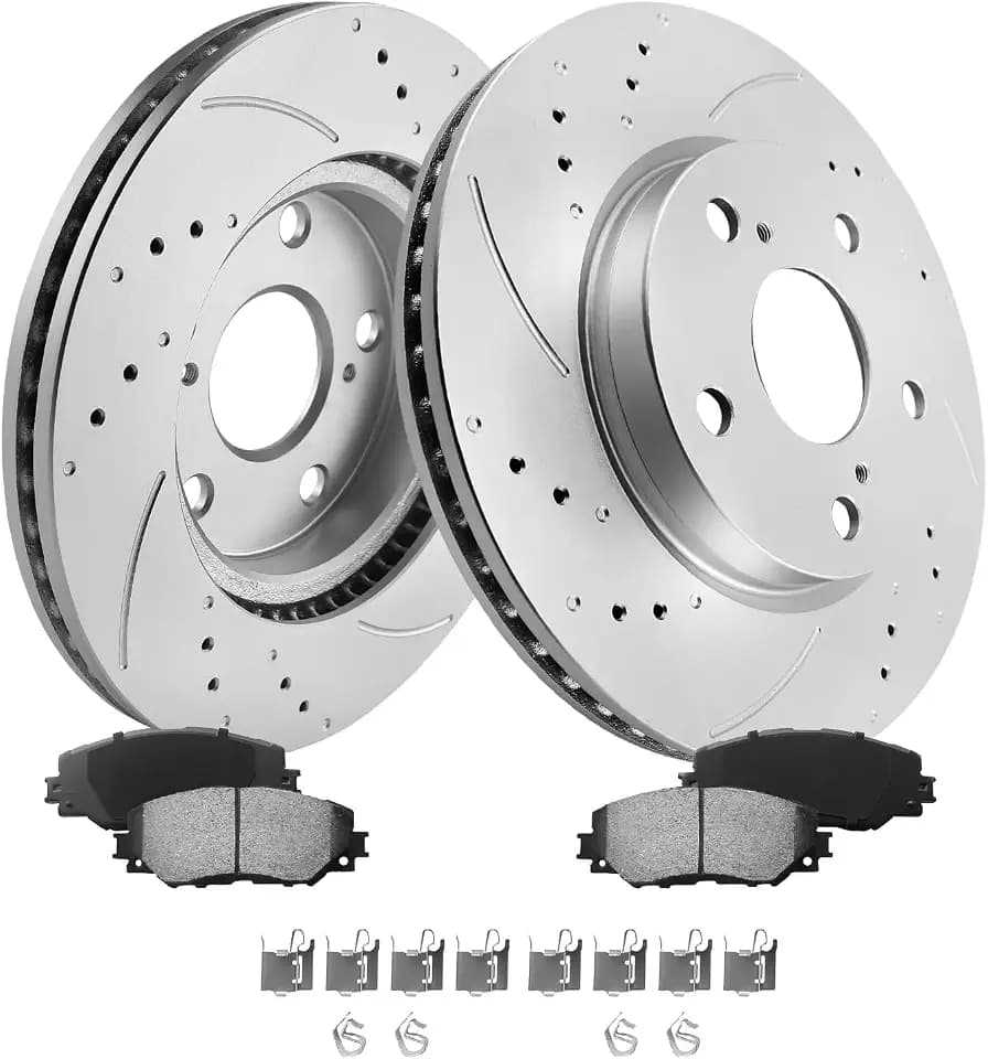 MOTOREVO Front Brake Kit for RAV4 [2006-2012 2 Row / 5 Passenger ONLY – NOT 3rd Row / 7 Passenger] [2013-2018 LE ONLY] – Fits [2006-2018, 275mm 10.8in] Brake Rotors and Ceramic Brake Pads